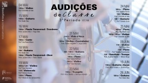 Cartaz Audições de Classe 3º Período 2017-2018 Conservatório Bomfim