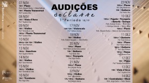 Cartaz Audições de Classe 1º Período 2018-2019 Conservatório Bomfim Braga