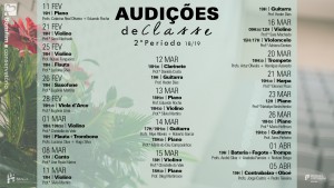 Cartaz Audições de Classe 1º Período 2018-2019 Conservatório Bomfim