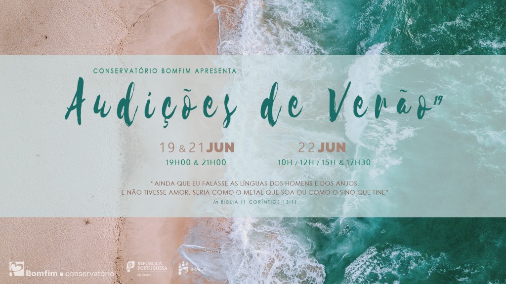 Cartaz Audições de Verão 2019 Conservatório Bomfim Braga