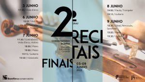 Cartaz Recitais de 2º Grau Curso Básico de Música Conservatório Bomfim Braga 2021-2022